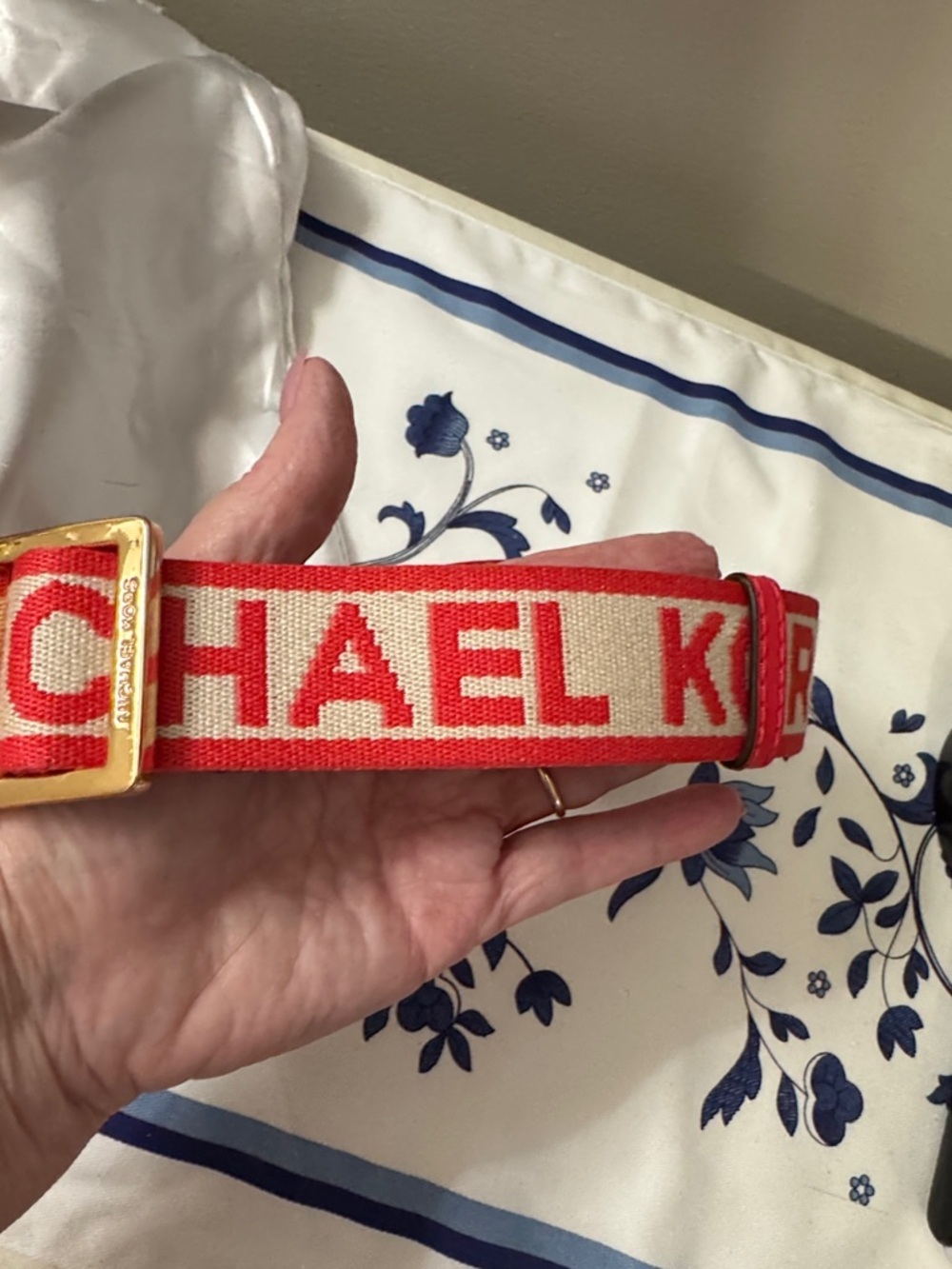 Michael Kors Sloan Editor Red Leather Crossbody with Branded Canvas Strap - Picture 14 of 14